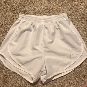 White Nike athletic shorts